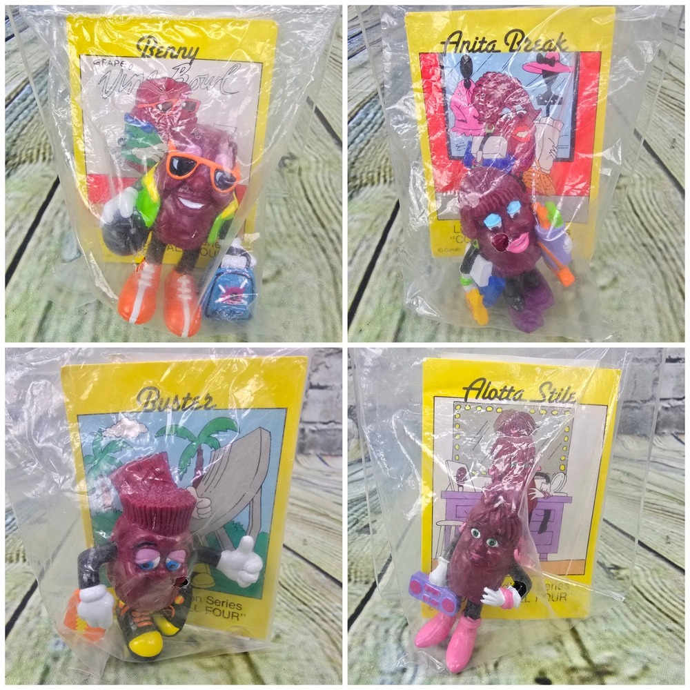 Vintage Calrab Hardee's California Raisins Figures Series #4 Complete Set Sealed